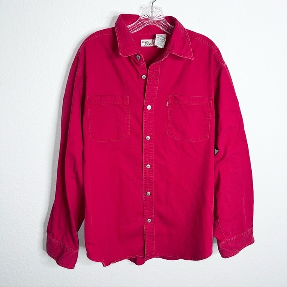 Vintage Levi’s Shirt Men Large Red Tab Button Up Western Cowboy 90s Denim G - Picture 1 of 6